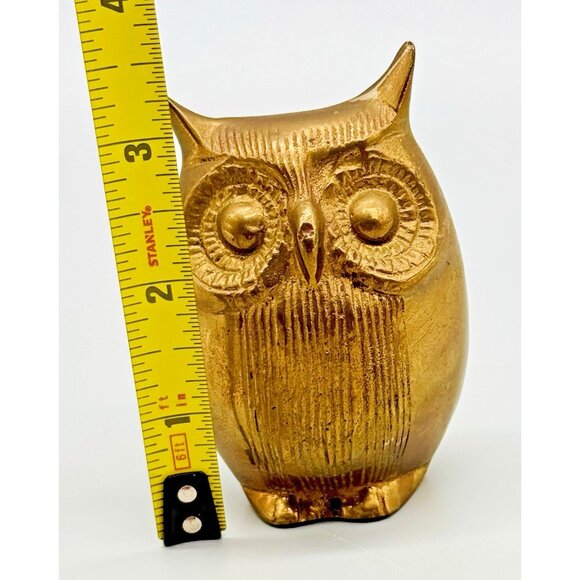 Brass Owl Figurine Figure Paperweight 3.25 inch India Mid Century Modern MCM - Picture 7 of 7